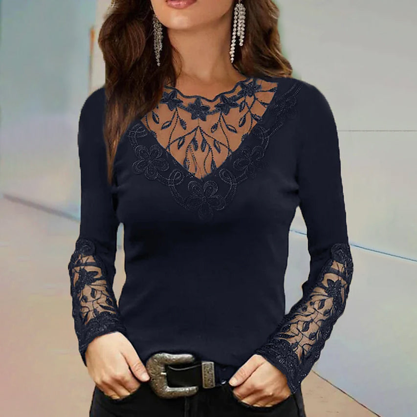 Women's Floral Lace Long Sleeve Top
